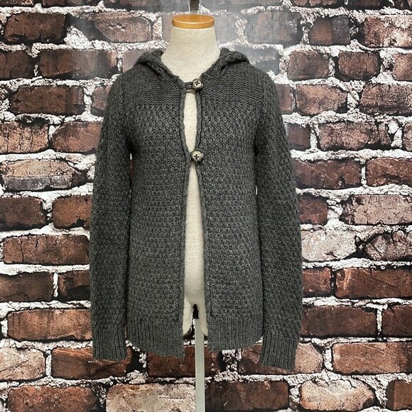 Elisabetta Collection Sweater Cardigan Coatigan Hood Button Knit Gray Size Small - Picture 5 of 16